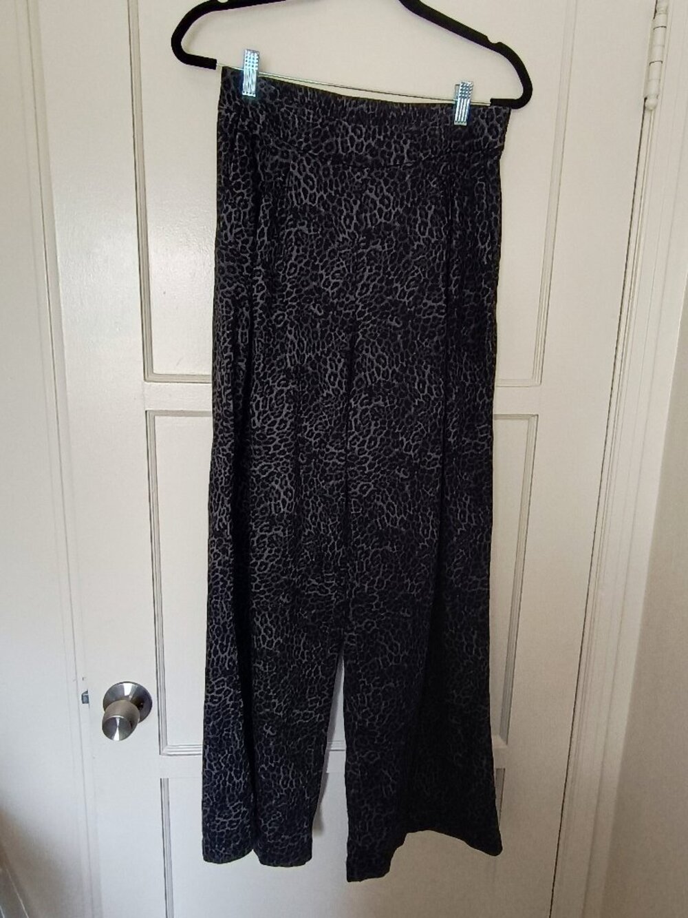 INC International Concepts Women's Gray Black Leopard Print Wide Leg Pants 8